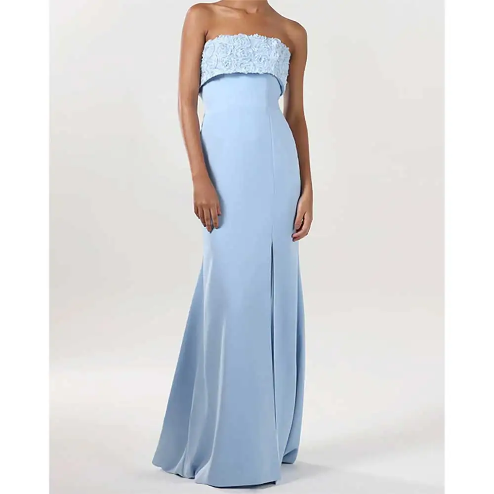 

Women Sexy Backless Straight Evening Dress Sleeveless Applique Prom Party Dress Formal Gown with Front Slit Cocktail Dress