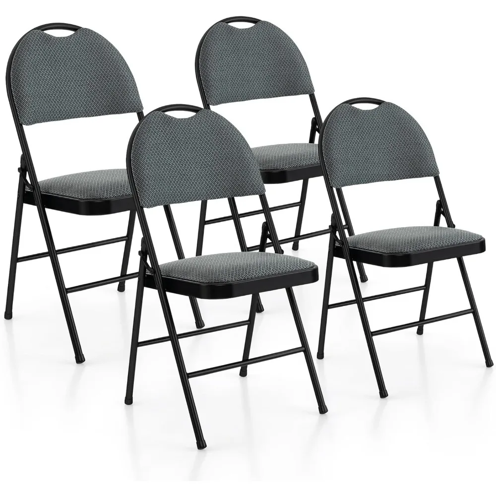 

Folding Chairs 4 Pack, Metal Heavy Duty Foldable Chairs Set with Padded, Handle Hole Dining Chair Set for Indoor and