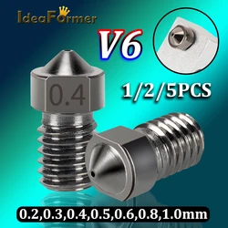 V6 Nozzle Hardened Steel 0.2/0.4/0.6/0.8/1mm 1.75mm Filament M6 3D Printer Nozzle For Ender 3 Hotend Titan Extruder Prusa i3 MK3