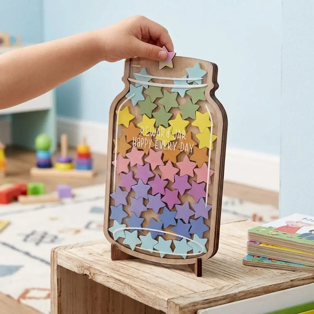 Interactive Star Reward Jars with 45 Stars Reward System Star Flower Shape Learning Incentive Star Jar Freestanding
