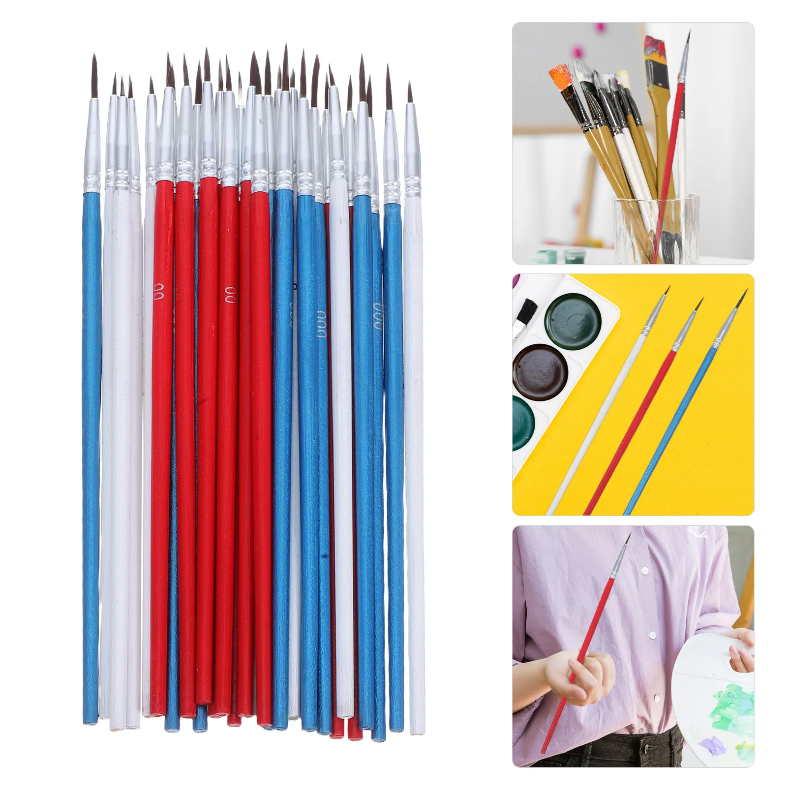 30Pcs Micro Liner Brushes Nylon Fine Tip Detail Paint Brushes for Watercolor Painting Acrylic Oil Art Supplies Portable Brush