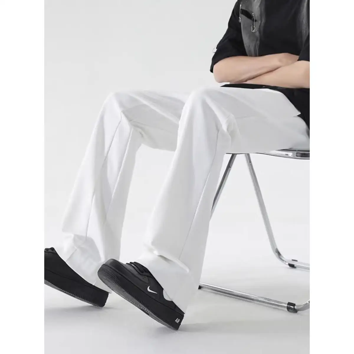 

Мужские летние тонкие повседневные брюки Cleanfit Slim Fit, чисто белые, струящиеся, премиум-класса, прямого кроя, модные повседневные брюки