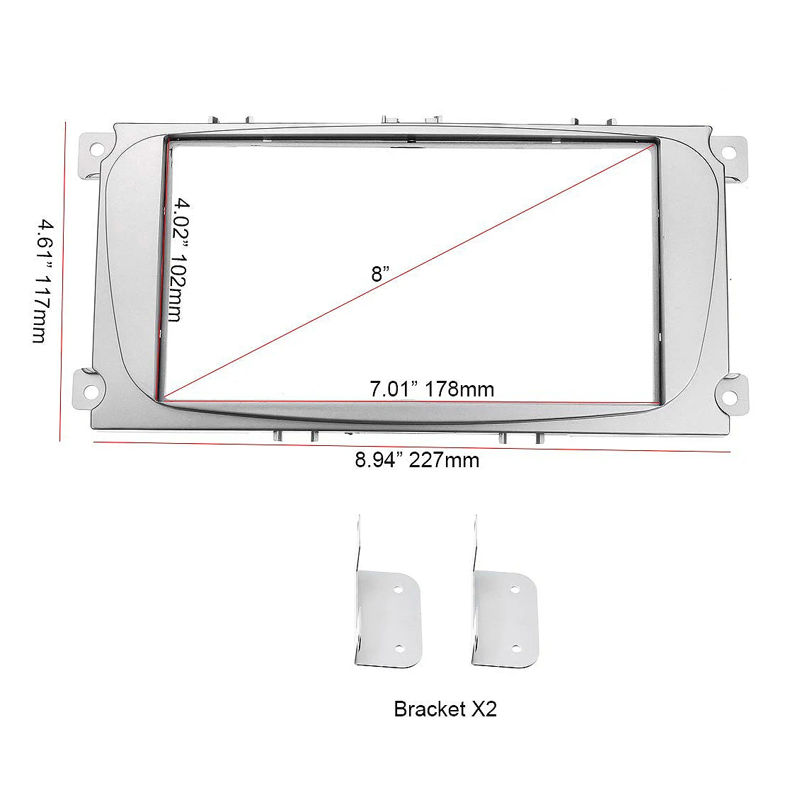 Auto-DVD-Radio-Rahmen für Ford Focus II Stereo Panel Dash Mount Double Fascia Install Kit Refit Frame