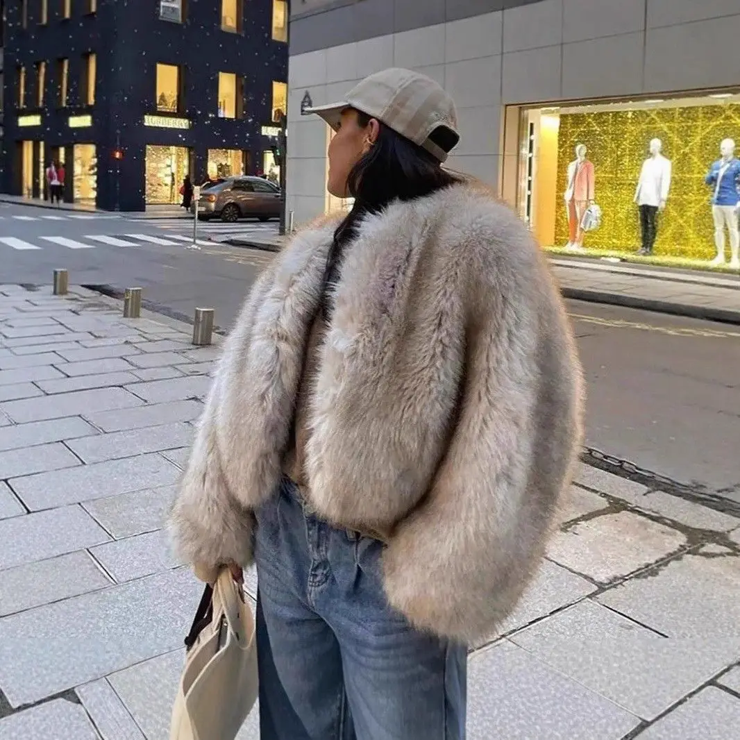 

Street Sle ort Fur Jaet Женское пальто Tocas Искусственные волосы Lazy Sle Зимнее теплое пальто со шляпой Европейская мода