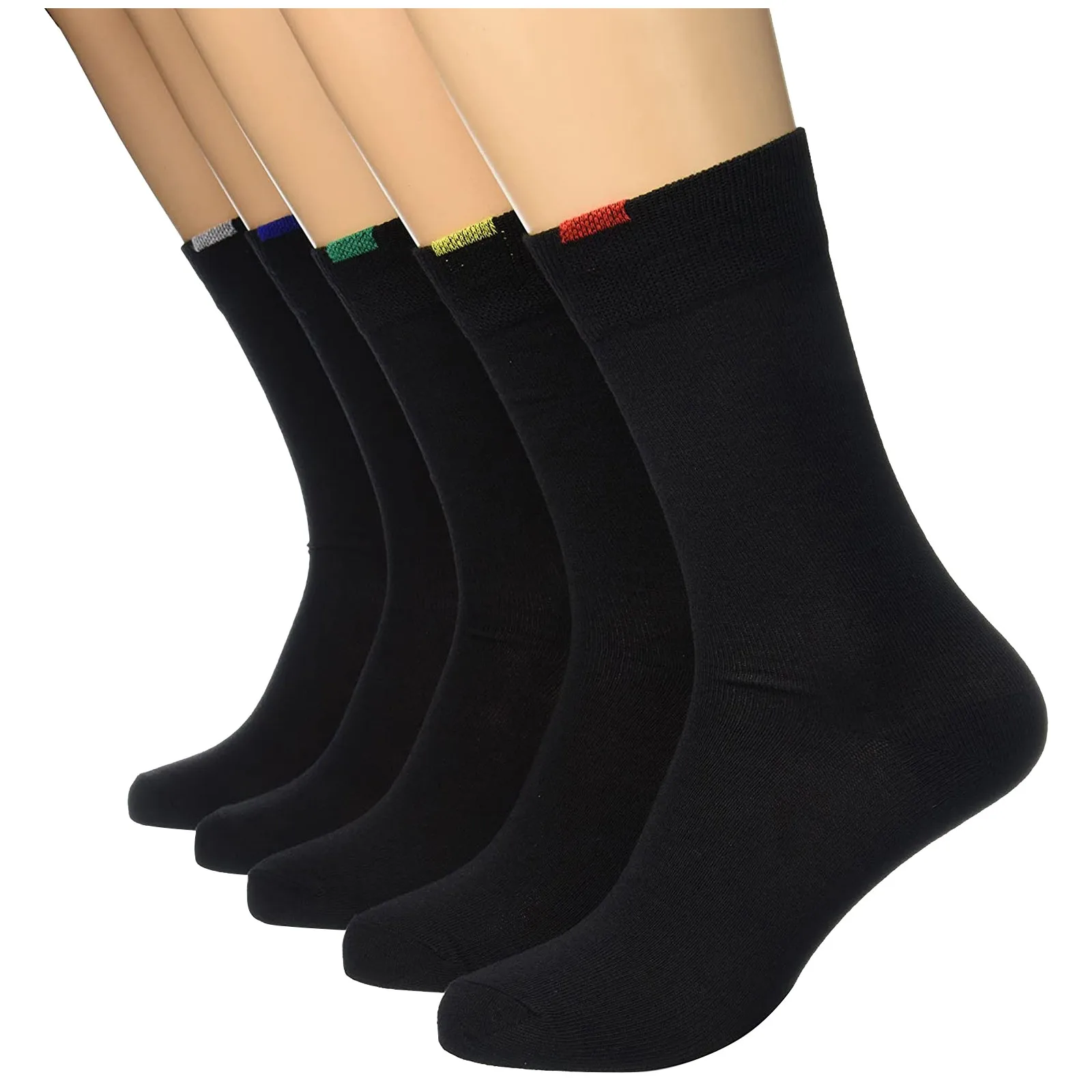 

Unisex 5 Pieces Socks Autumn Winter Solid Color Black Durable Mid Length Socks Thick Thermal Outdoor Sports Basic Mid-Tube Sock