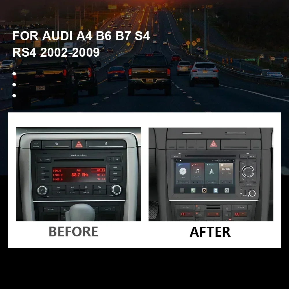 CHSTEK Car Radio Android 14 DVD Carplay For Audi A4 B6 B7 S4 RS4 2002-2009 GPS Navigation Multimedia Player Bluetooth WIFI Audio