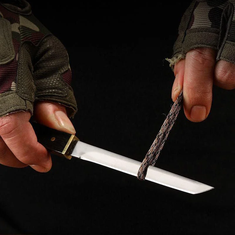 m390 straight knife, portable outdoor camping knife, household stainless steel high hardness apple cutting, open express