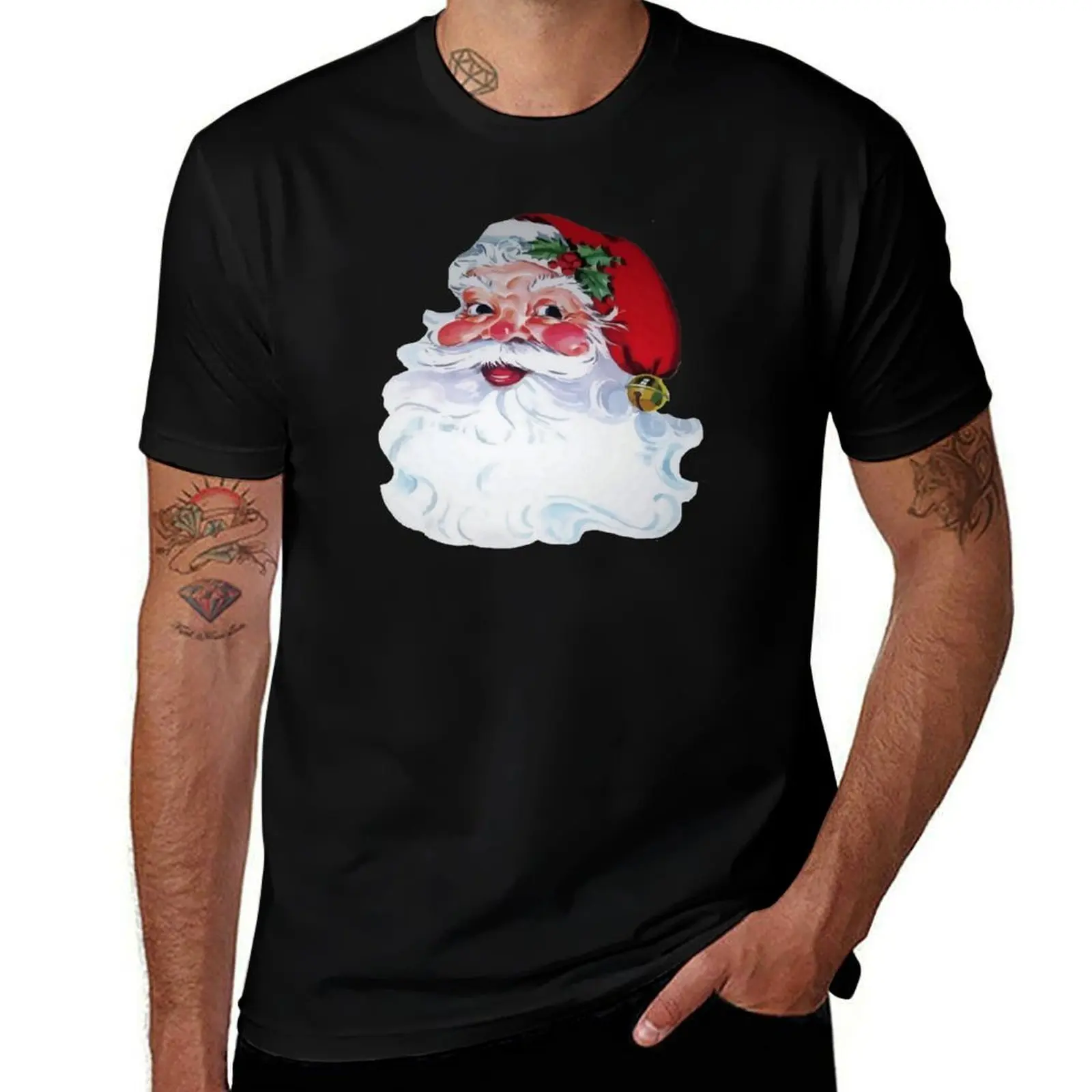 

Vintage Santa Claus Jolly Face and Rosy Cheeks T-Shirt t shirts cotton 100% t shirt men 100% cotton luxury brand T-Shirt