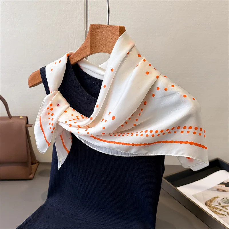 

Spring Summer Fashion 2026 New Design Print Silk Square Scarf Women Floral Foulard Hairband Neckerchief Hijab Headband Bandana