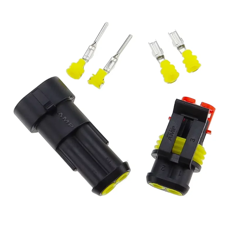 5sets Kit 2 pin 1/2/3/4 pins Way AMP Super seal Waterproof Electrical Wire Connector Plug for car waterproof connector