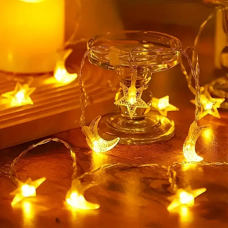 LED Pentagram Moon Light String Battery Box Power Supply 1.5M/3M Bedroom Courtyard Atmosphere Decoration Light