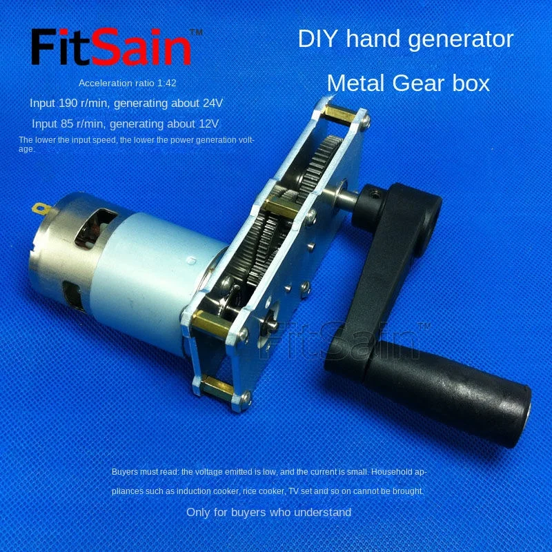 Portable Power Generator All-Metal Reduction and Acceleration Gear Box 775 Motor Diy Small Production