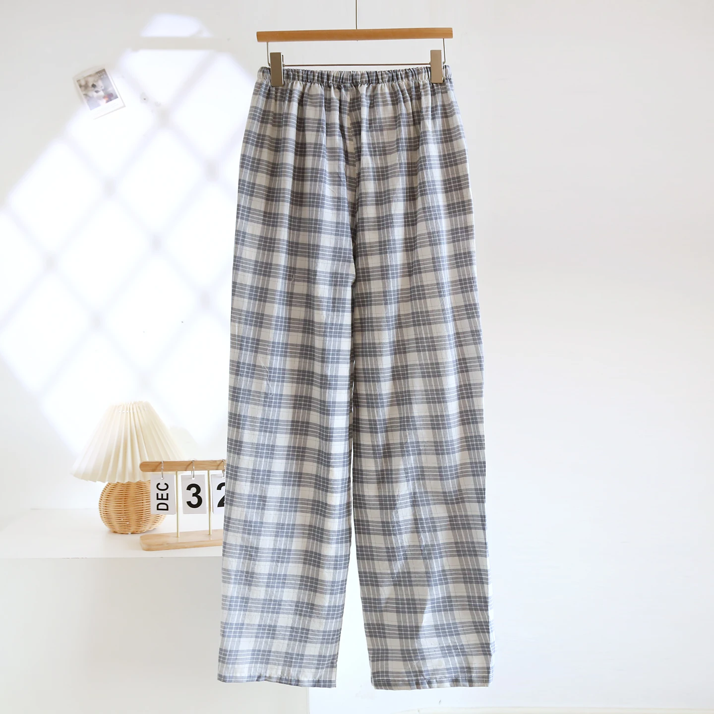 Men's blue checkered trousers