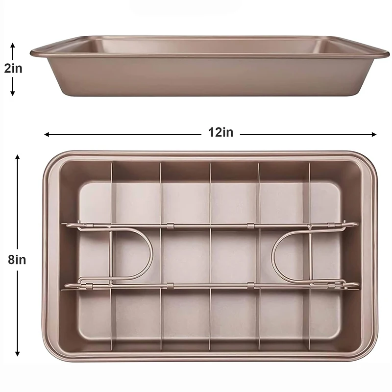 18 Pre-slice Brownie Pan with Dividers, Non-Stick Backing Pan, Lasagna Trays, All Edges, Muffin Cupcake Pan for Baking