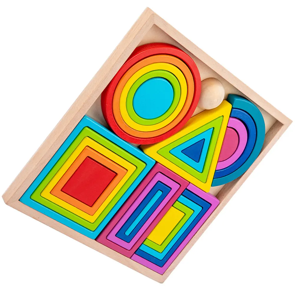 

1Set Color Learning Block Kids Learning Cognitive Educational Fun Parent Child Interaction Wooden Puzzle for Toddlers