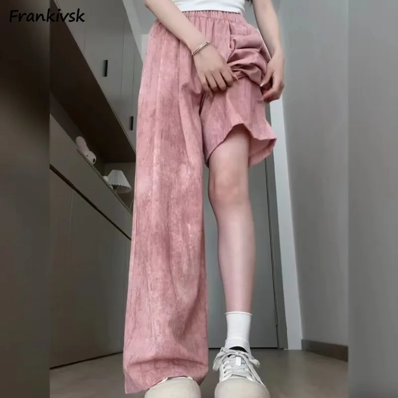 

Wide Leg Pants Women Thin Tie Dye Pleated High Waist Summer Korean Fashion Cozy Breathable Vintage Loose Simple Chic Streetwear