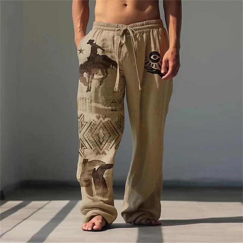 Herren-Freizeithose mit 3D-Linien-Print, entspannter Schnitt, weites Bein, lockeres Design mit Kordelzug für bequemes und atmungsaktives Tragen. – Detail 12