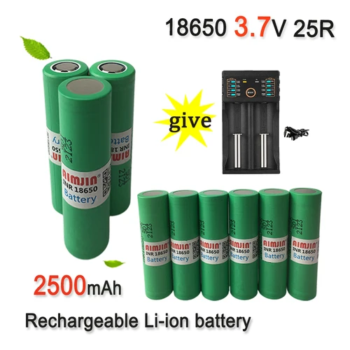 장난감 도구용 충전식 리튬 이온 배터리, 손전등 배터리, 3.7V, 2500mAh, 18650 25R 