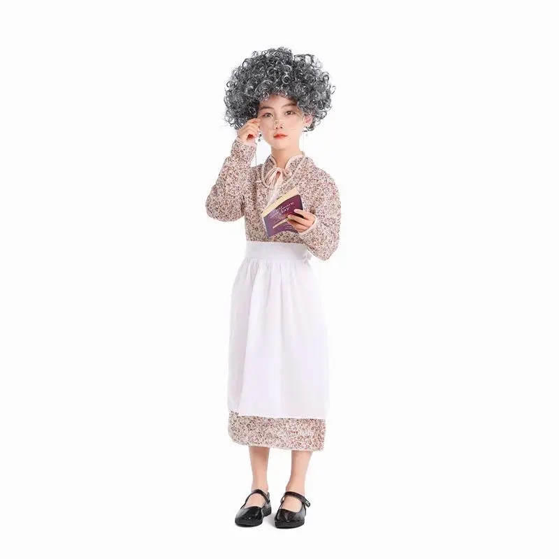 loween Children's Wolf andmother Role-plang Country-sle Floral Dr Rural Drama Performance Costume