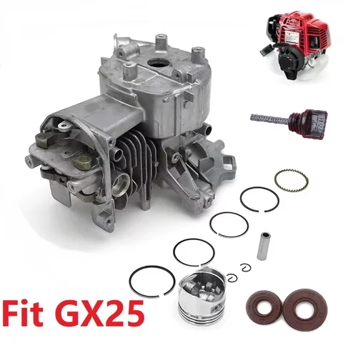 35MM Cyliinder Crankcase Engine Motor Housing Piston Ring Intake Exhaust Valve Rocker Lifter Arm Set Fit Honda GX25 GX25N HHT25S