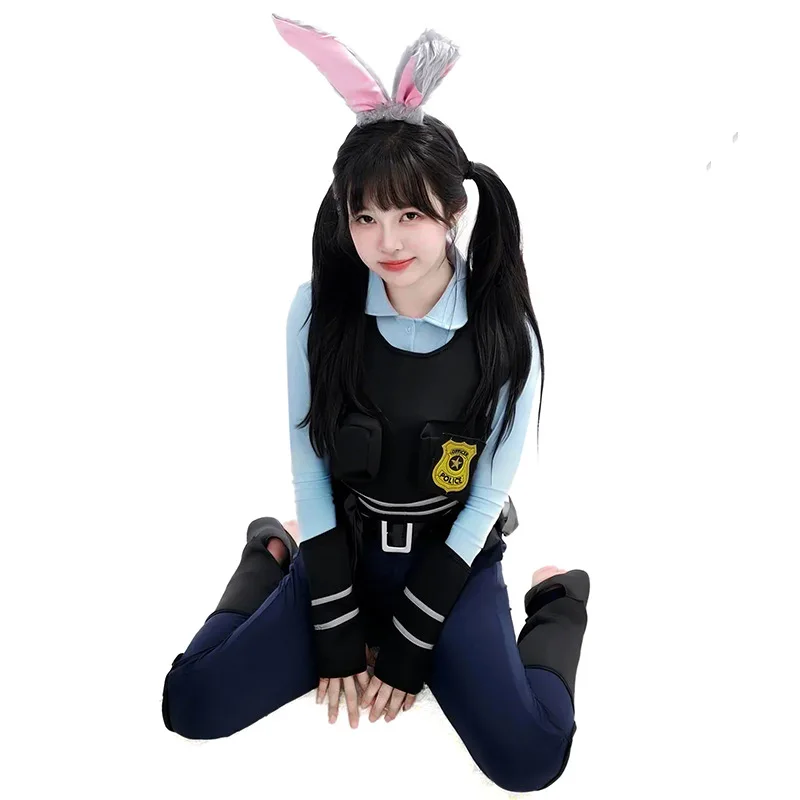 

New Halloween Zootopia Judy Hopps Cosplay Costume Rabbit Police Uniform Theme Party Role Playing Outfits for Adult Women