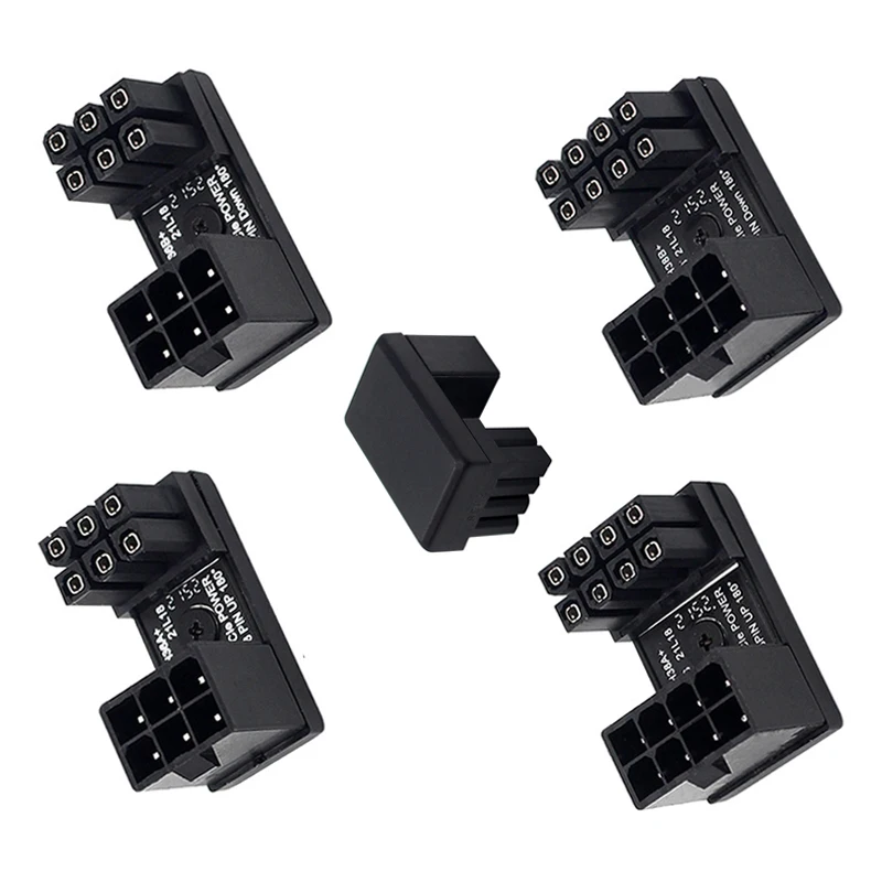 

1pcs Power Supply Adapter Graphics Card 180°Connector Elbow GPU PSU Steering Connector PCI-E 6Pin 8Pin Rotating Wiring Artifact