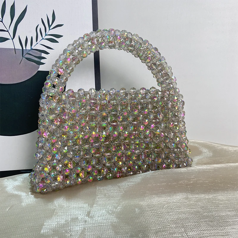 Advanced Texture Shiny Crystal Heavy Industry Women's Bag Fashion Handheld Dinner Crossbody Can Be Customized Color Bead Bags