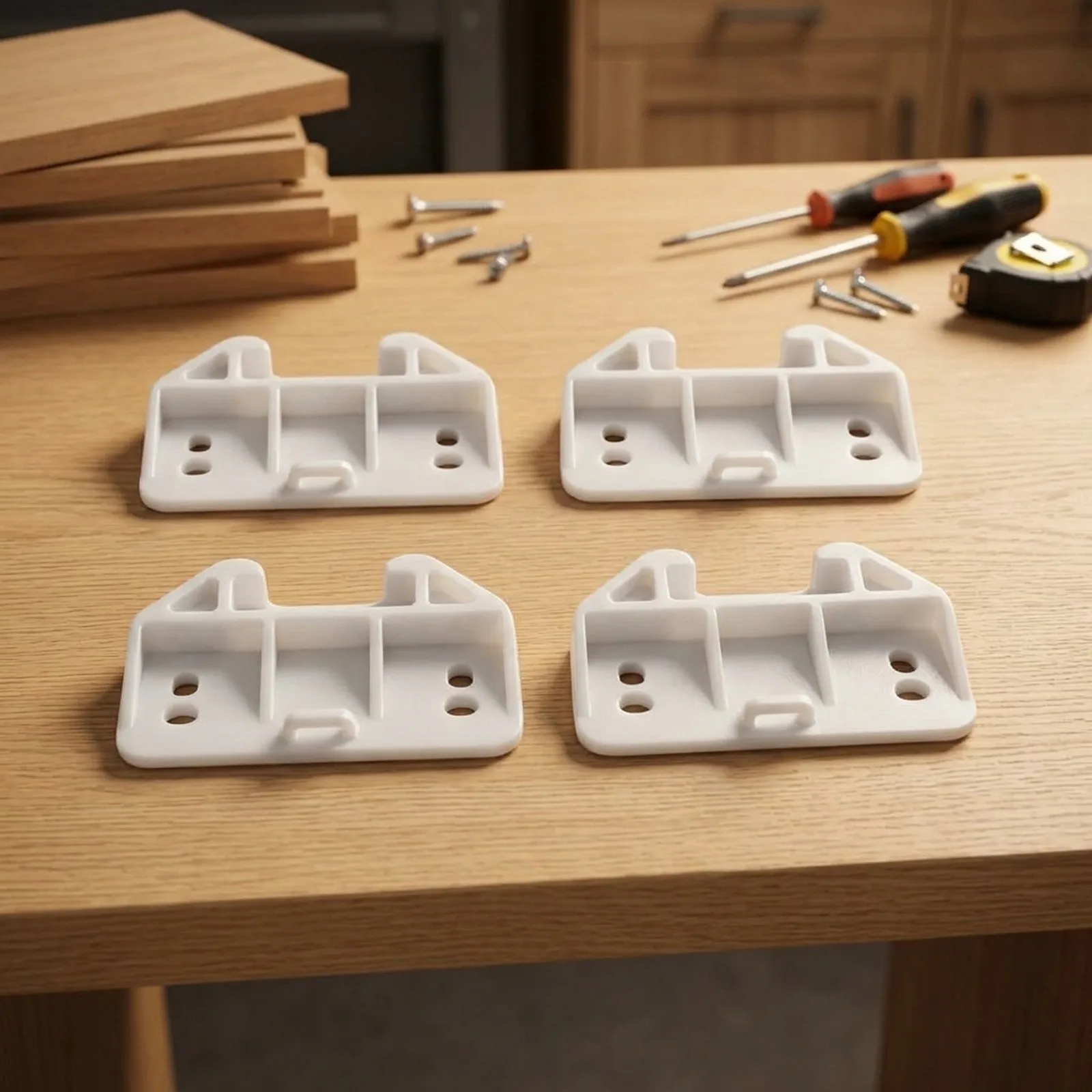 For Plastic Drawer Rail Bracket Set with 4 Brackets and Screws for Enhancing Drawer Functionality in Various Home Rooms