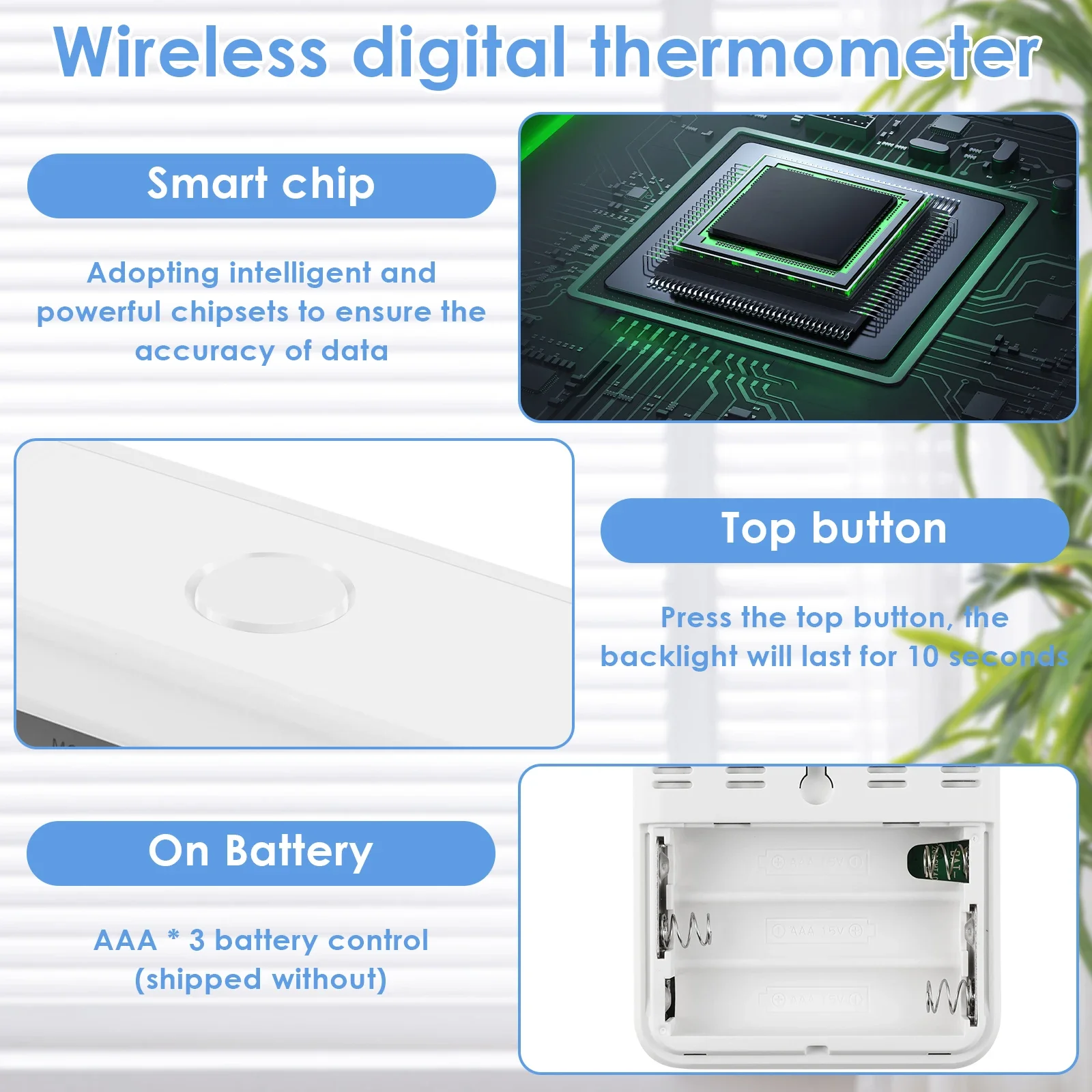 WiFi Thermometer Hygrometer with LCD Backlight Accurate Digital Temperature Hygrometer with Alarm Support App Voice Control