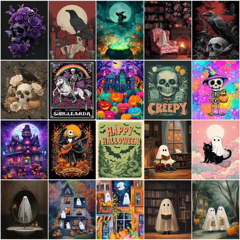 

GATYZTORY Painting By Numbers Modern Handmade Abstract poster cartoon Halloween Acrylic Paints Picture Drawing Crafts Home Decor