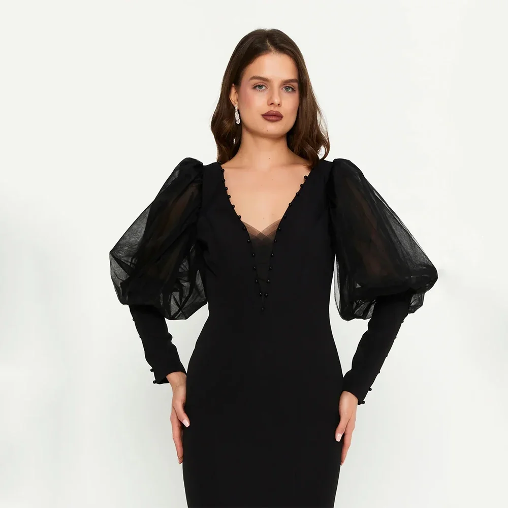 Vestido de Noche Clásico de Ensueño, Estilo Jersey, Largo hasta el Suelo, Escote en V, Espalda Descubierta, Vestido de Graduación, Estilo Sirena, Vestidos de Fiesta Personalizados