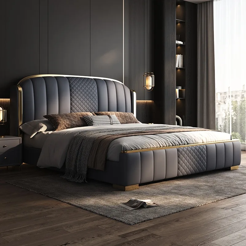 クイーンサイズのナイトスタンドベッド北欧ユニークなスリーピングフレームベッドファンシーミニマリストレットマトリモニアーレ寝室家具アクセサリー