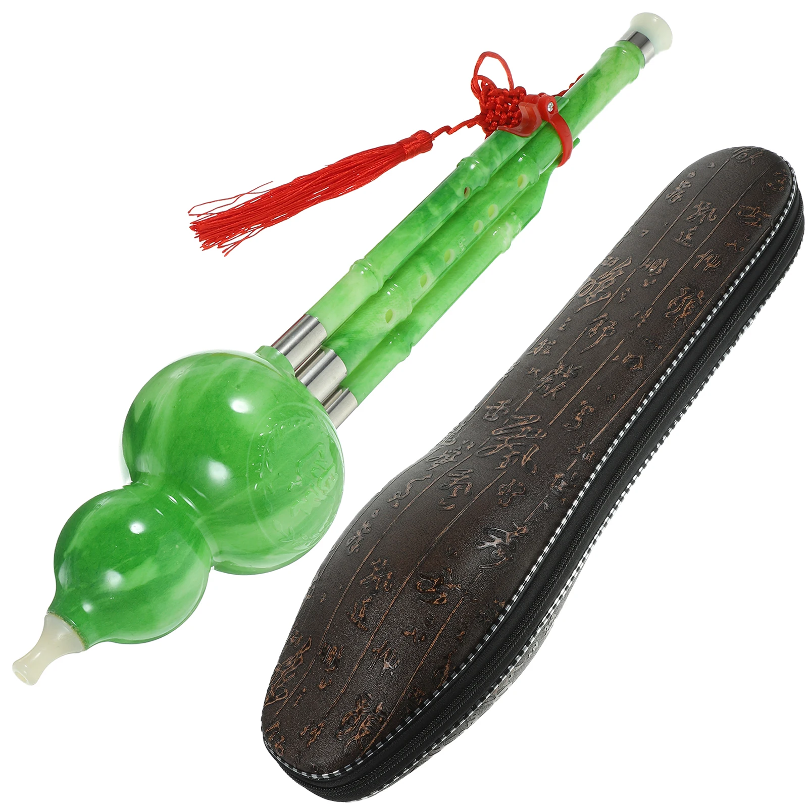 

1 set 1 Set Green Simulated Jade Seven-Hole B Flat Hulusi Resin Bakelite Cucurbit Flute Smooth Surface Beginner Wind Instrument
