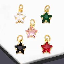 OCESRIO Multicolor Mini CZ Star Charms for Bracelet Copper Gold Plated Crystal Jewelry Making Supplies Wholesale Bulk chma196