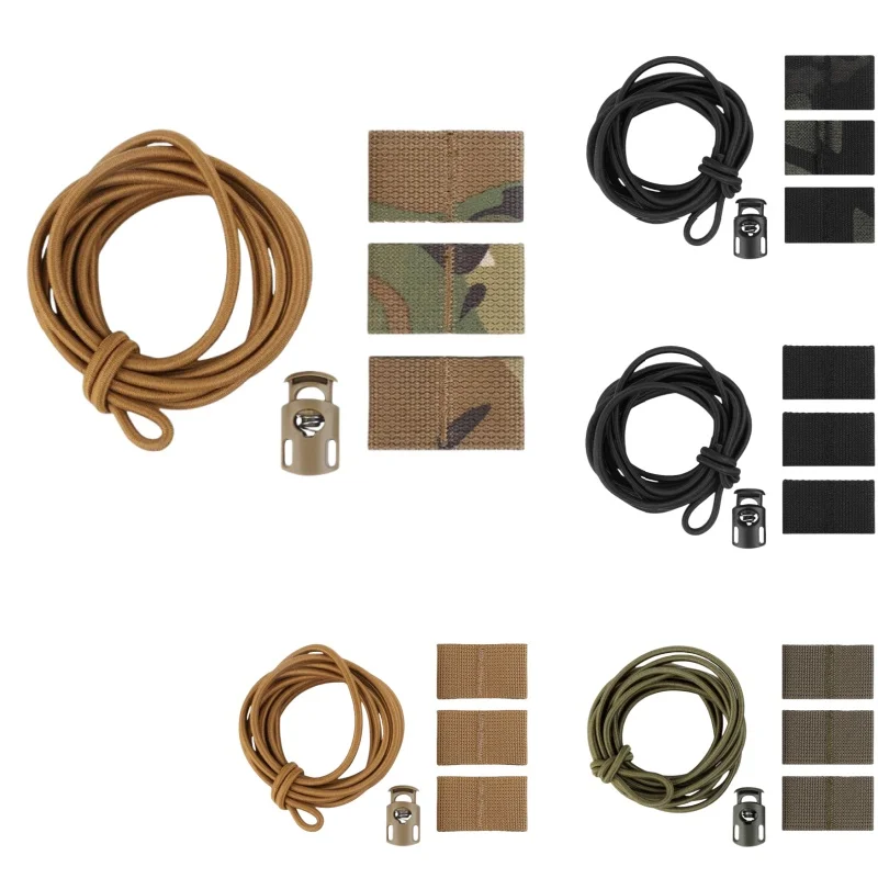 Flag Bungee Cord Kit with Retention Bands, Secure Attachment for MOLLE Vest, Durable Outdoor Equipment Accessory