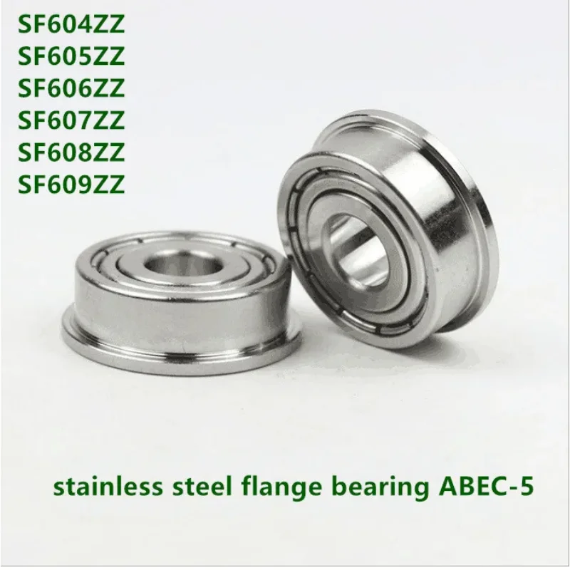 

50pcs Stainless steel bearing SF604ZZ SF605ZZ SF606ZZ SF607ZZ SF608ZZ SF609ZZ flange ball bearings ABEC-5