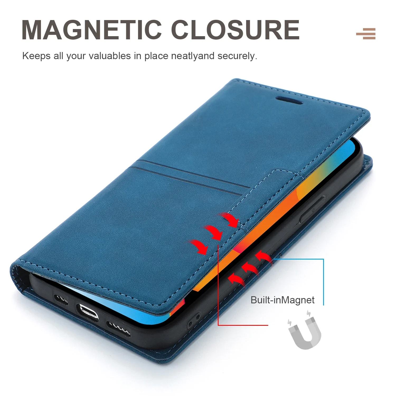Leather Flip Wallet Case for iPhone 17 16 15 14 Pro Max 13 11 12 XS Max XR 16E 8 7 Plus SE Magnetic Cards Holder Phone Cover