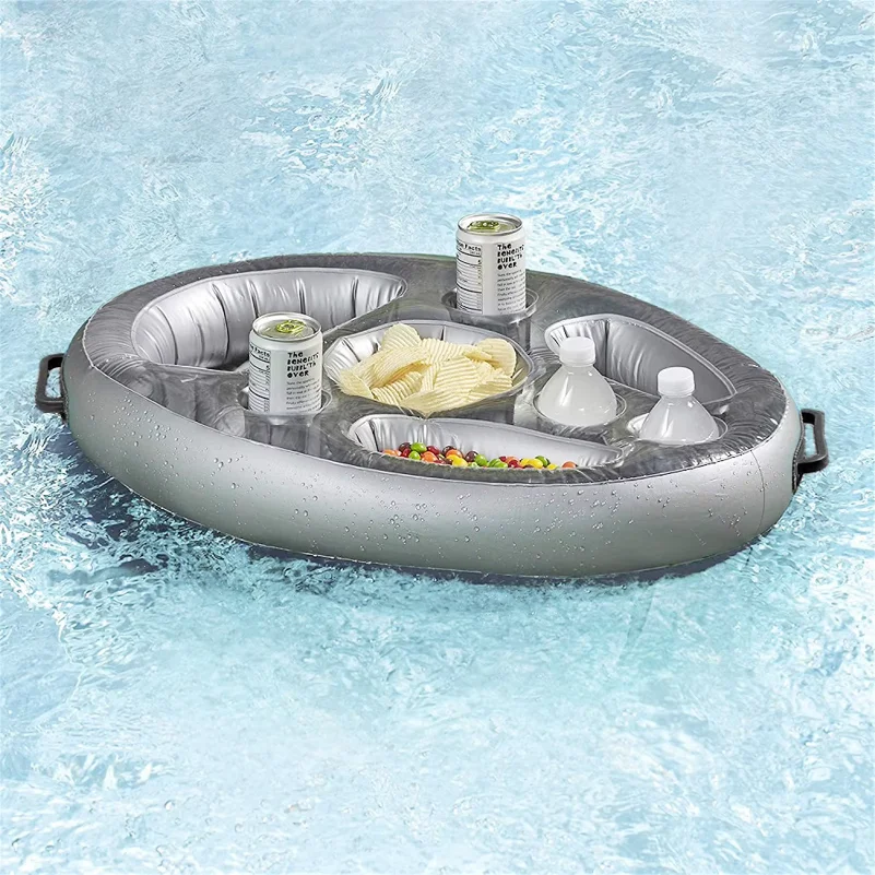 Summer Party Bucket Cup Holder Iatable Pool Float Beer Drink Cooler Table Bar Tray Portable Beach Swimming Ring Accessories