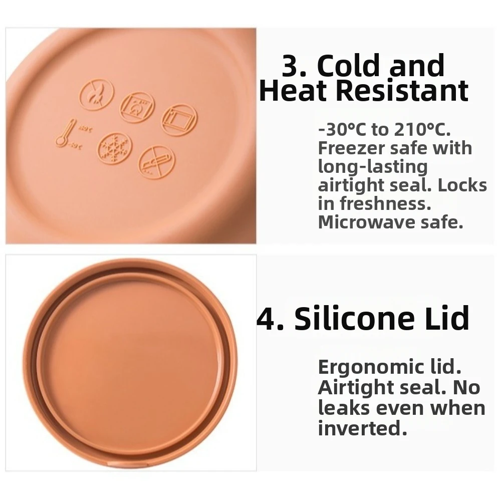 New Silicone Salad Dressing Box 250ml 700ml Non-stick Fook Storage Boxes Leakproof Lids BPA Free Snack Container For Children