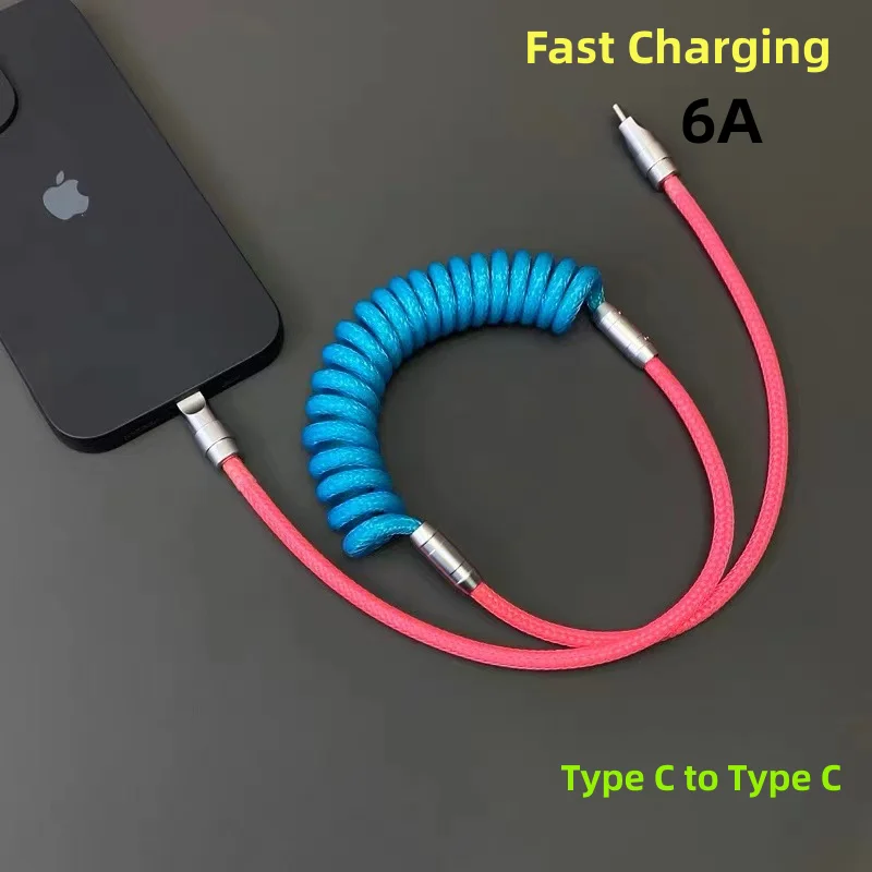 6A Type C To Type C 100W Fast Charging Cable for Huawei Honor Xiaomi Redmi Poco Samsung Spring Phone Charger Usb C Data Line