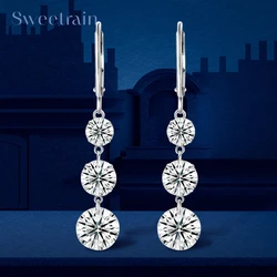 7 Carat Moissanite Dangle Earrings for Women D Color Lab Diamond Long Earring 925 Silver Hoops Wedding Engagement Fine Jewelry