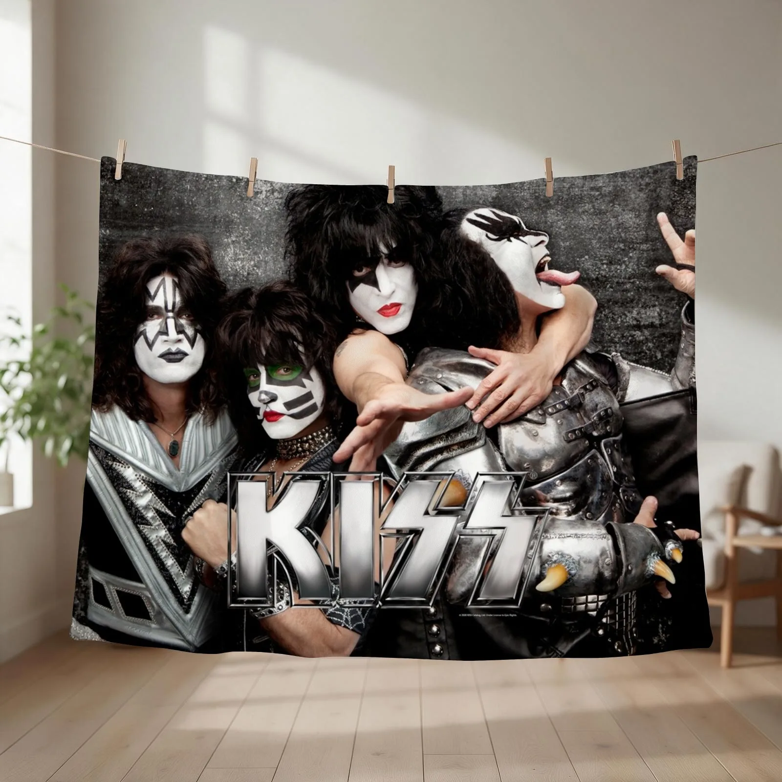 KISS grey look up close Throw Blanket couch cozy soft plush fuzzy picnic outdoor blanket