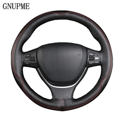 GNUPME Quality Steering Covers 38cm DIY Genuine Leather Car Steering Wheel Cover Handmade Braid Auto Interior Accessories