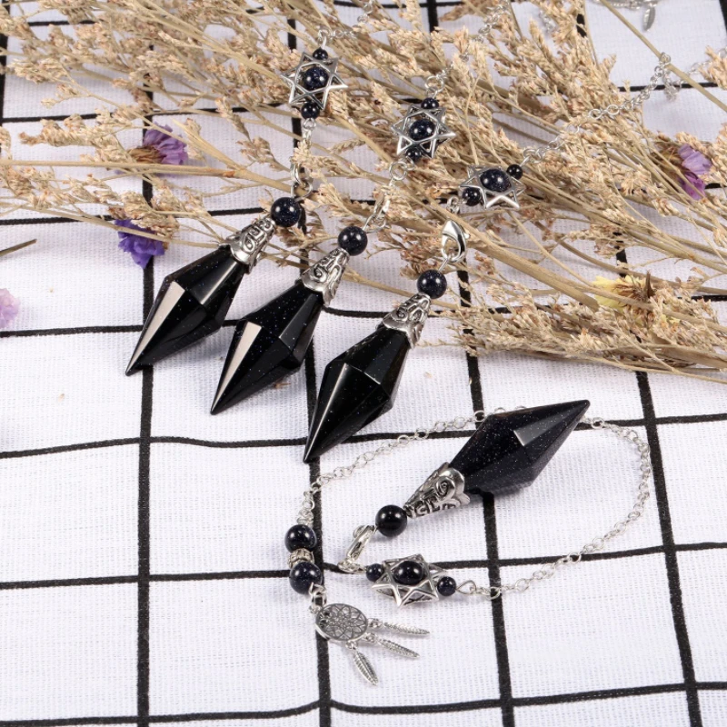 Crystal Pendulum Opal Double-Pointed Rhombus Faceted Pendulum Pendant Necklace Jewelry
