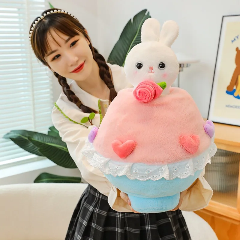 

Kawaii Plush Toy Cute Princess Rabbit Flower Bouquet Stuffed Doll for Kids Birthday Gift Valentine's Day Surprise for Girlfriend