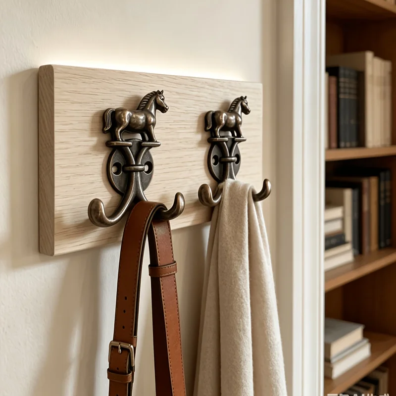 Vintage Distressed Bronze Pony-Shaped Hooks / Household Wall and Over-the-Door Double Hooks / Bedroom Entryway Scarf, Hat,keys