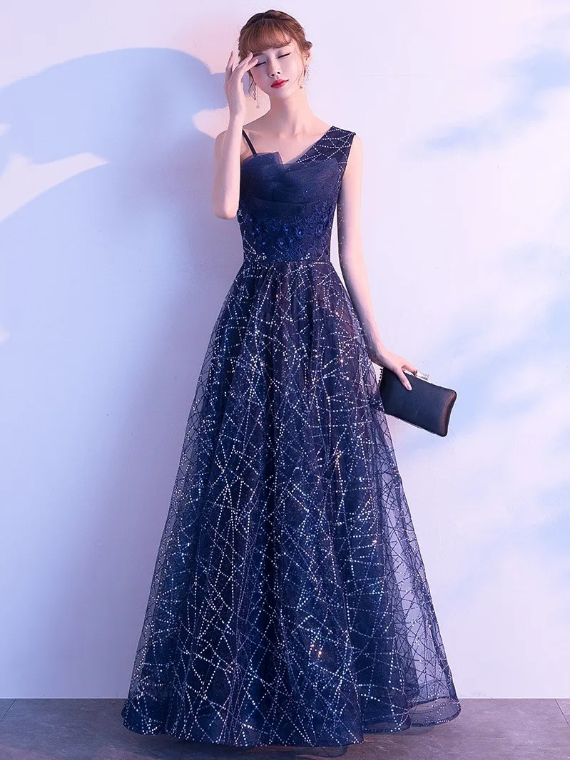 

Новое женское вечернее платье Ele Blue Gradient: длинное миди-платье для бала, выступлений и свадебных торжеств