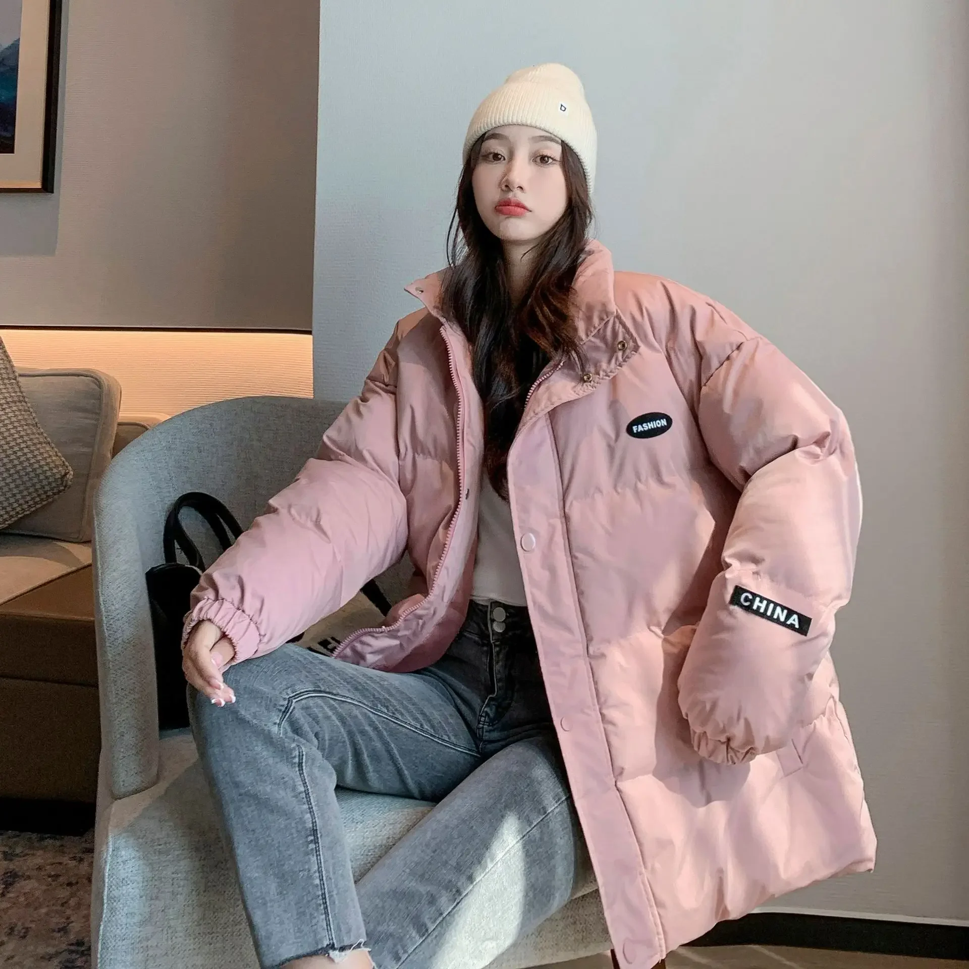 Winter Puffer Jackets Women Thicken Warm Cotton Solid Padded Coat Female 2023 Korean Fashion Unisex Oversized Loose Short Parkas