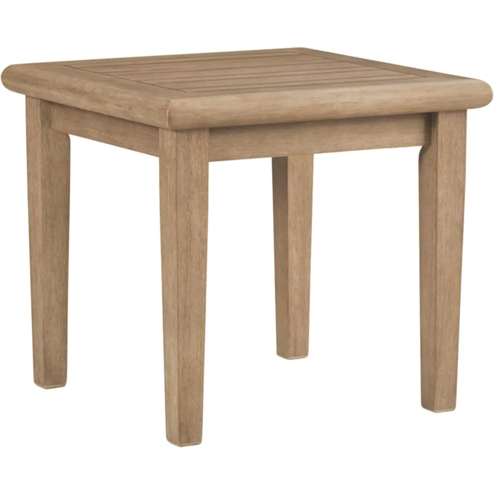 Gerianne Outdoor Eucalyptus Wood Square End Table, Beige, 24