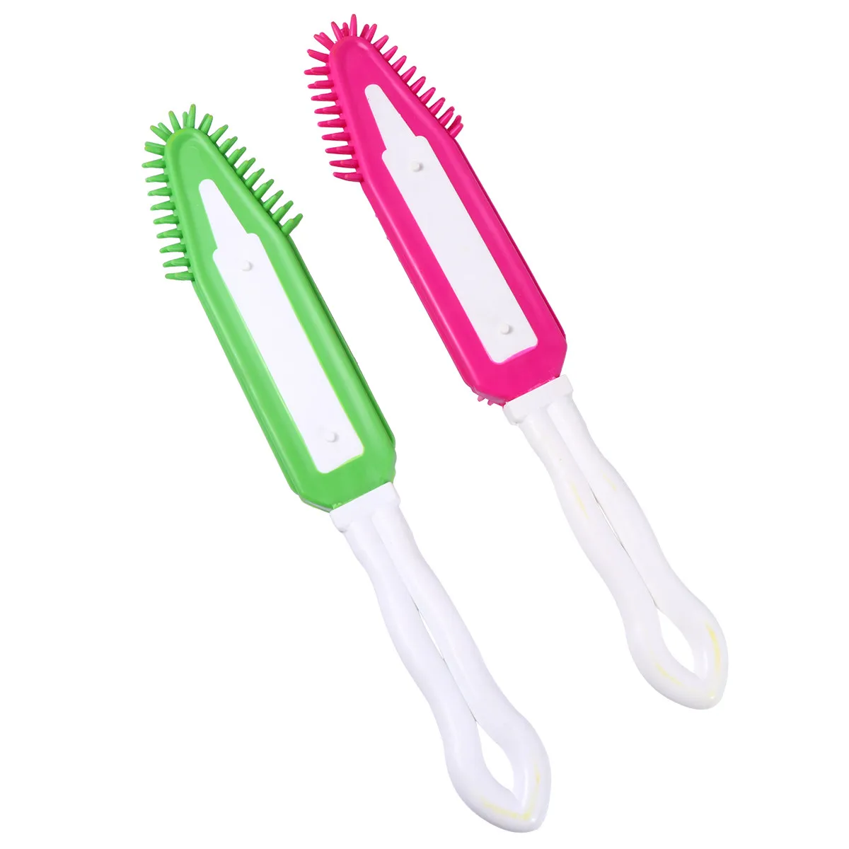 2Pcs Silicone Pet Comb Dog Hair Removal Grooming Tool Hollow-Out Cleaning Brush Comfortable Grip Green Pink Dog Comb view 3